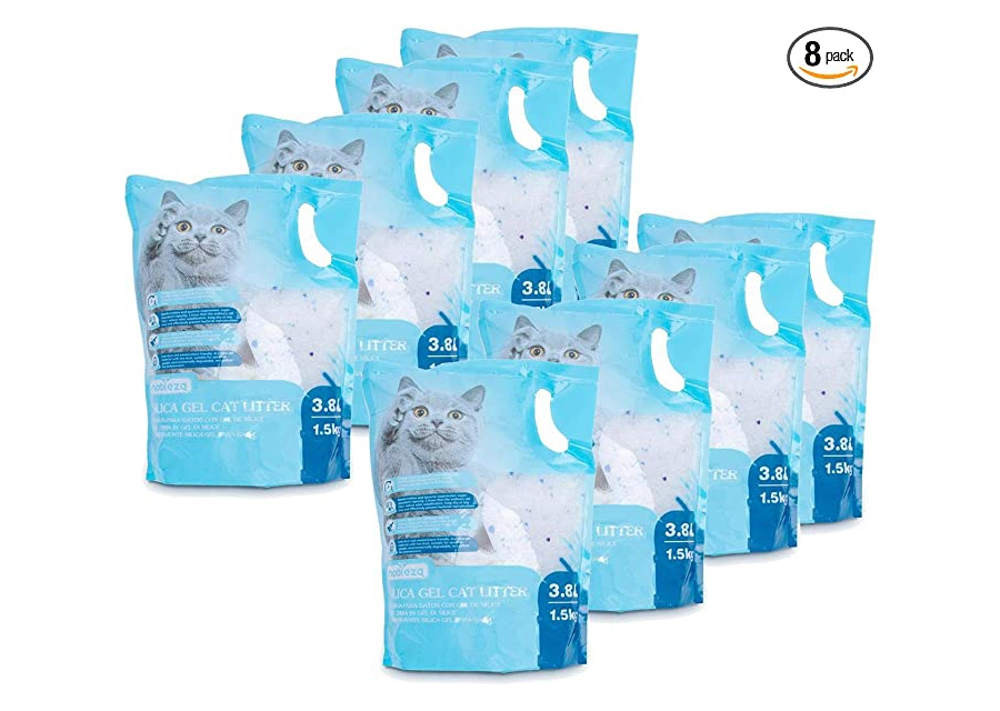 8 Litière pour Chats Silice Gel (égale à 30.4L)